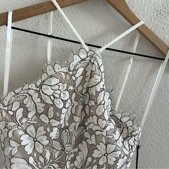 NWT Lulus Delicate Darling Beige and Ivory Lace Bodycon Dress Small - Picture 5 of 13